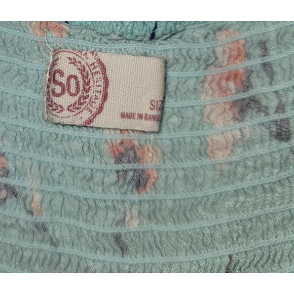 SO Light Blue Floral Print Adjustable Spaghetti Straps Midi Dress Large Pull On - Picture 3 of 7